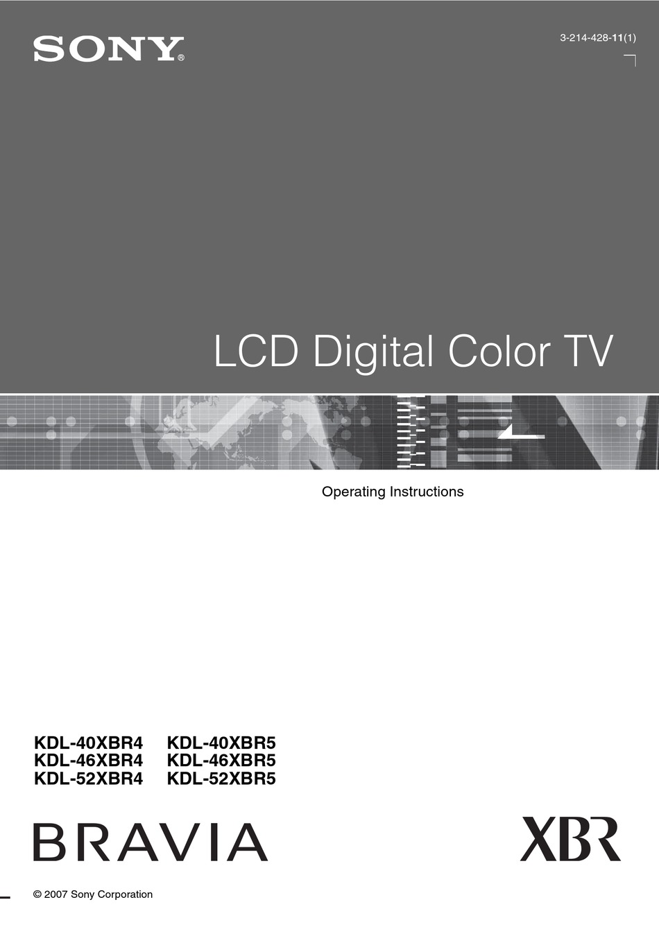 SONY BRAVIA KDL-40XBR4 OPERATING INSTRUCTIONS MANUAL Pdf Download