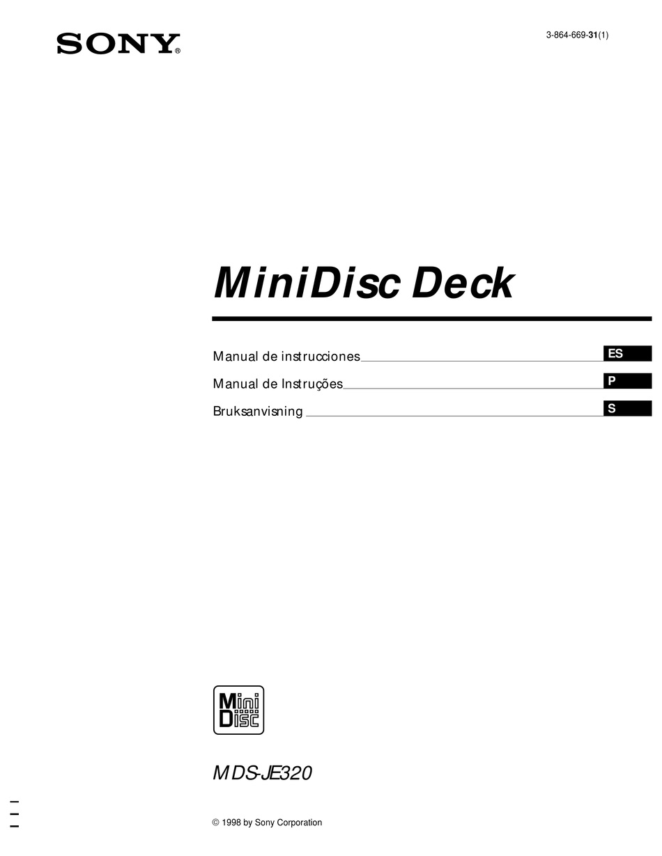 SONY MINIDISC DECK MDSJE320 MANUAL DE INSTRUCCIONES Pdf Download