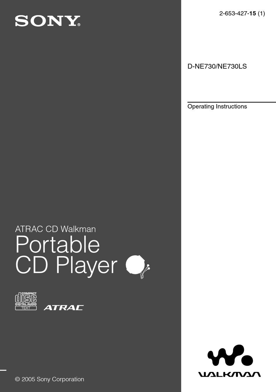 SONY WALKMAN D-NE730 OPERATING INSTRUCTIONS MANUAL Pdf