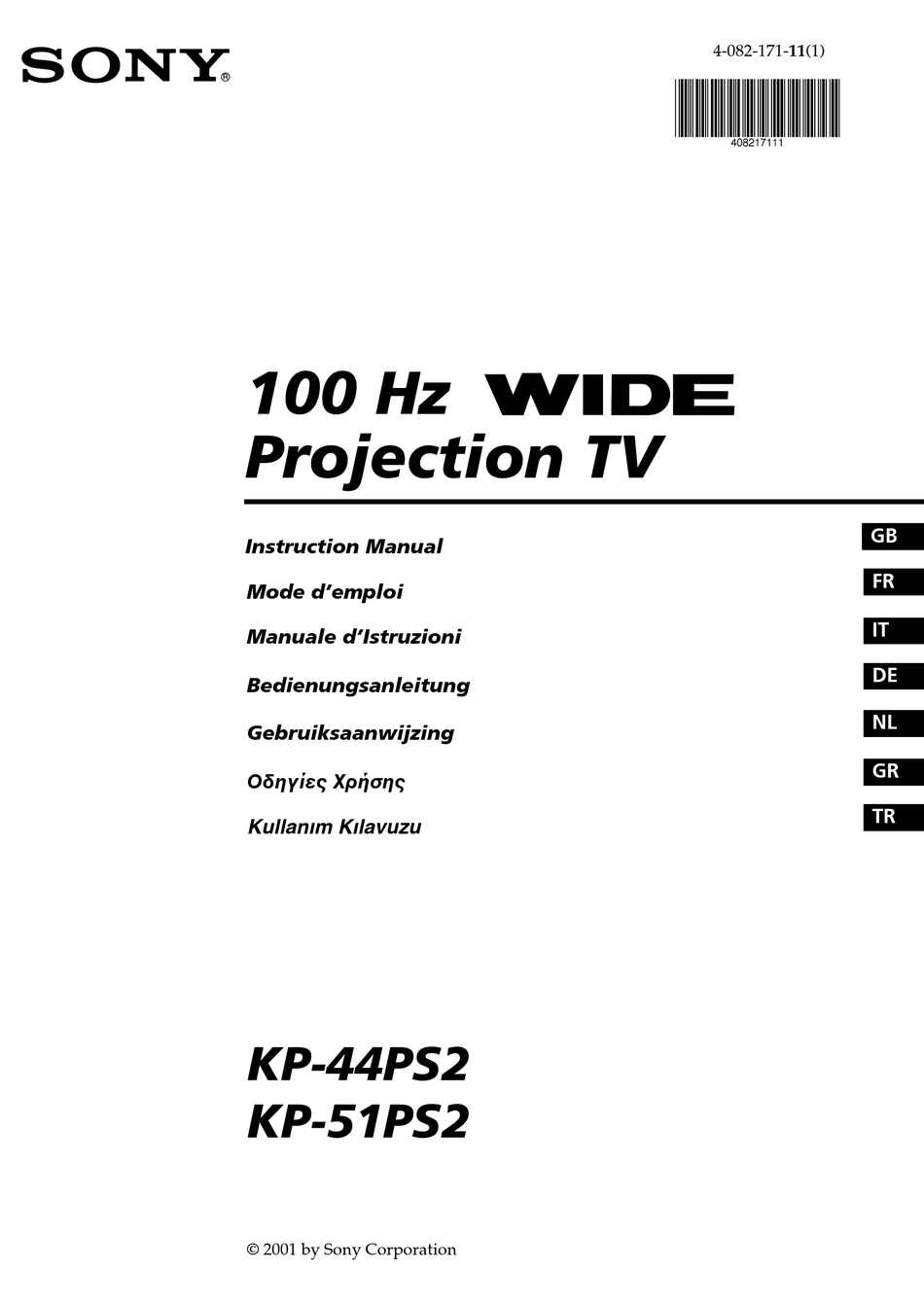 SONY KP-44PS2 INSTRUCTION MANUAL Pdf Download | ManualsLib