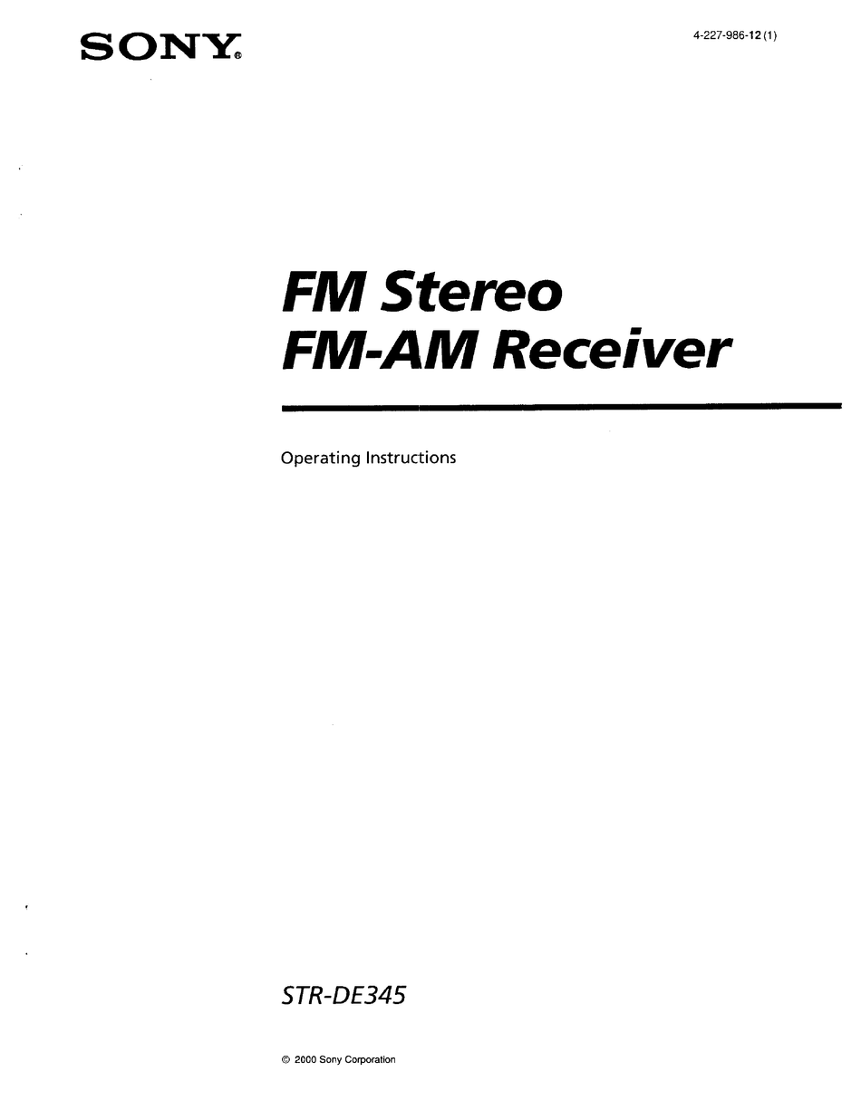SONY 4-227-986-12(1) OPERATING INSTRUCTIONS MANUAL Pdf Download