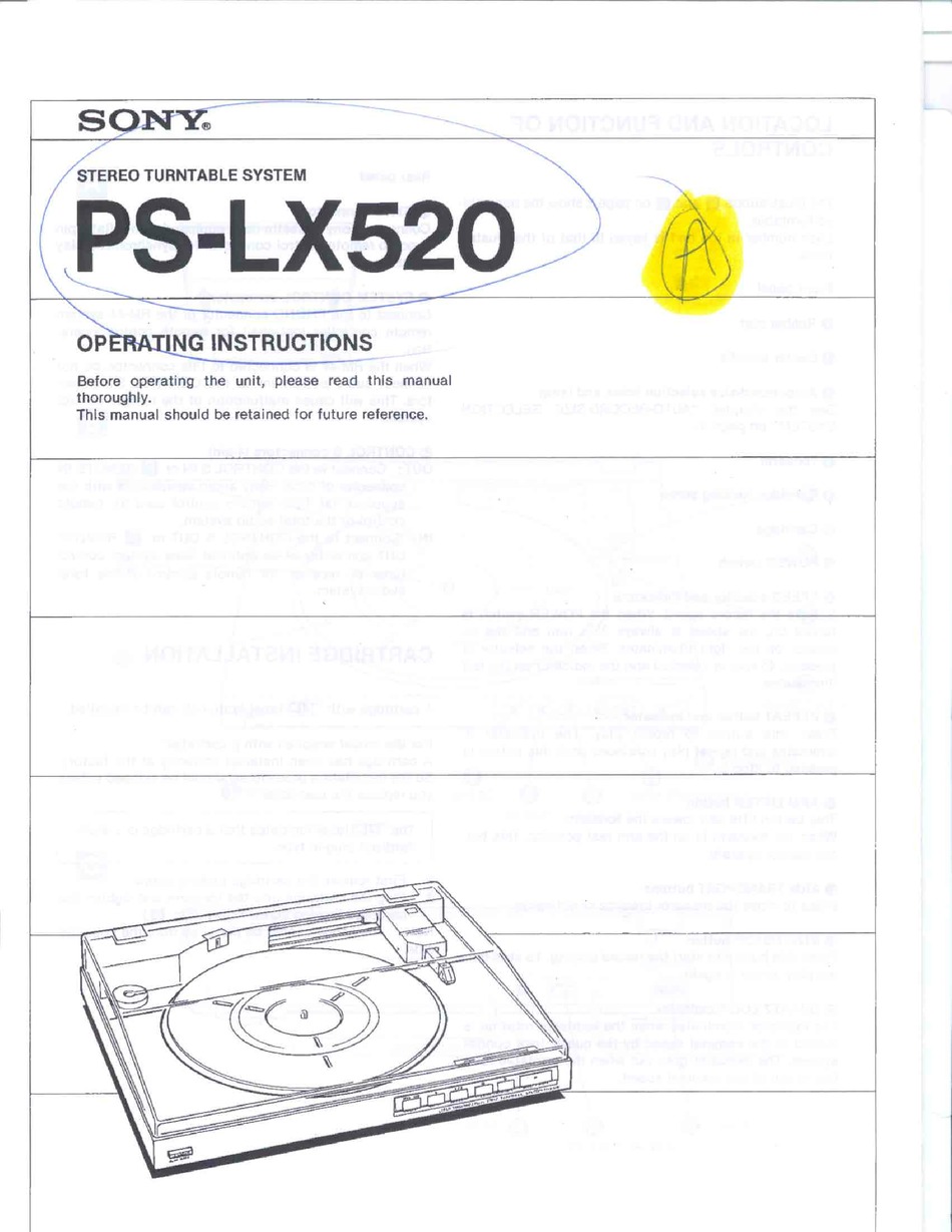 SONY PSLX520 OPERATING INSTRUCTIONS MANUAL Pdf Download ManualsLib