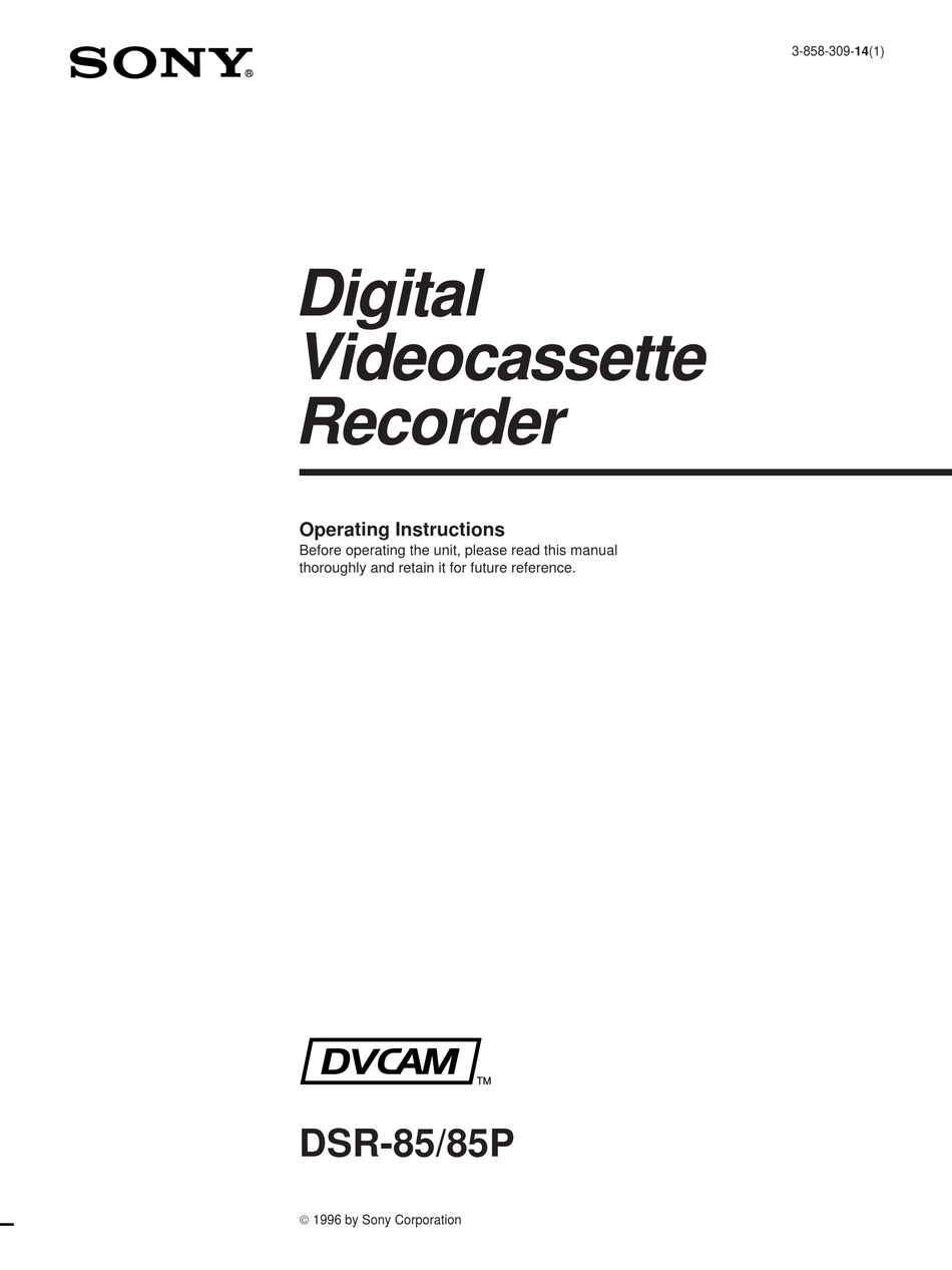 SONY 85P OPERATING INSTRUCTIONS MANUAL Pdf Download ManualsLib