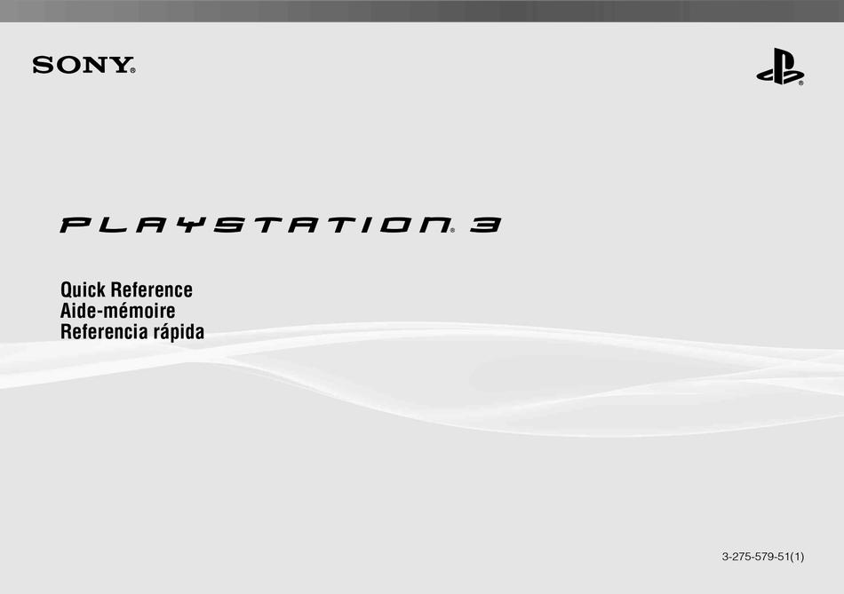 SONY 40GB PLAYSTATION 3 327557951 QUICK REFERENCE Pdf Download