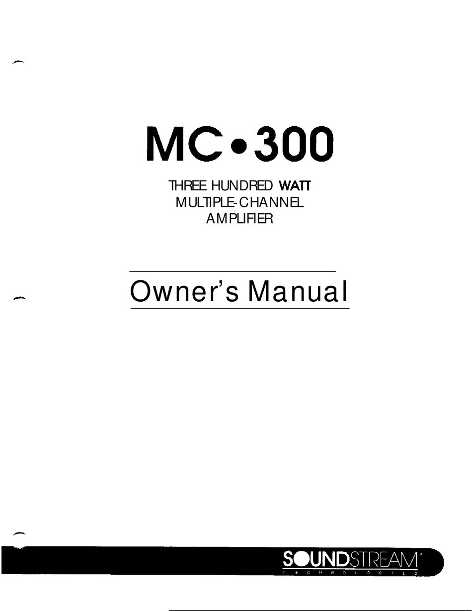SOUNDSTREAM MC-300 OWNER'S MANUAL Pdf Download | ManualsLib