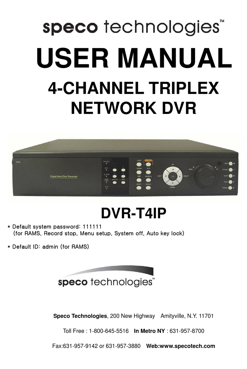 Speco Dvr T4ip User Manual Pdf Download Manualslib