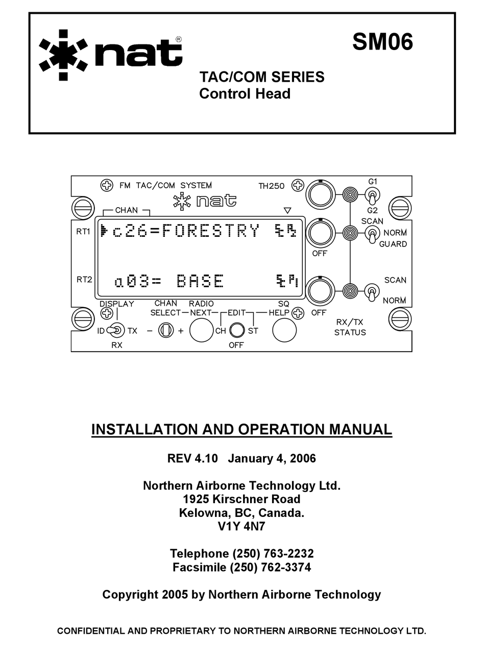 NORTHERN AIRBORNE TECHNOLOGY SERIES INSTALLATION AND OPERATION