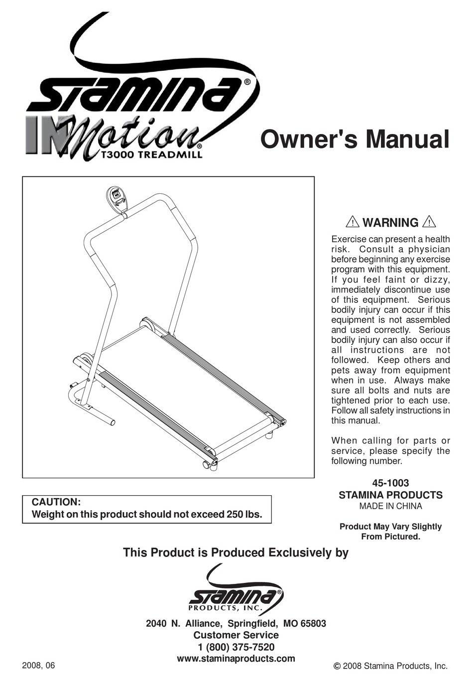 Stamina T900 Manual Treadmill