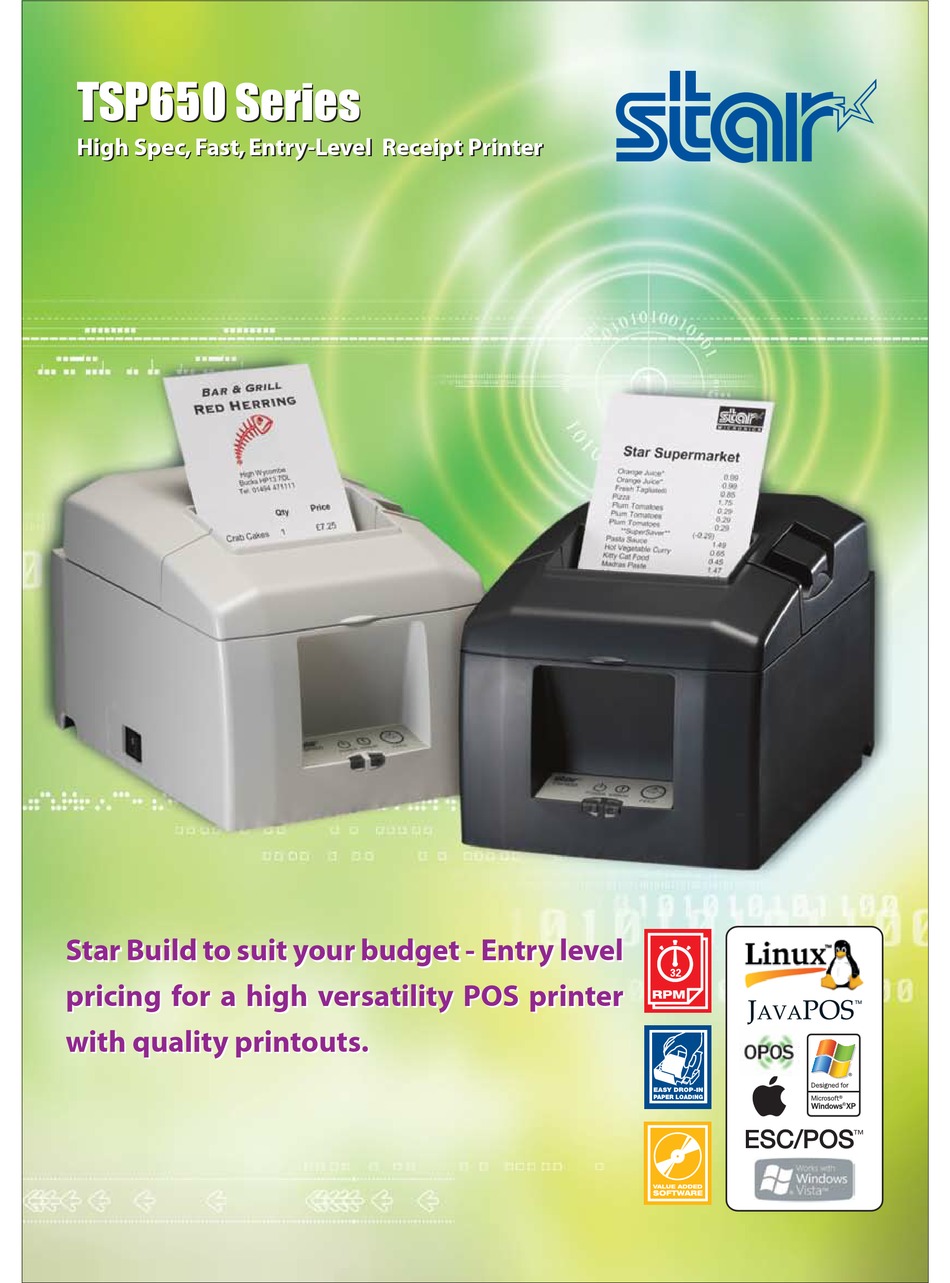 STAR TSP650 SERIES SPECIFICATIONS Pdf Download ManualsLib