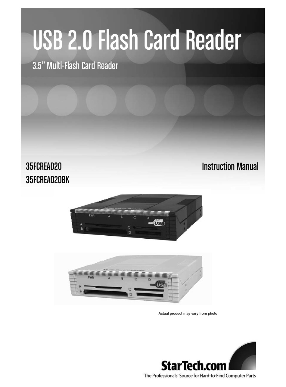 USB 2.0 FLASH CARD READER 35FCREAD20 INSTRUCTION MANUAL