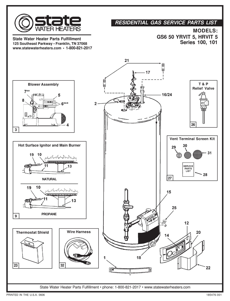 STATE WATER HEATERS GS6 50 HRVIT 5 SERVICE PARTS Pdf Download ManualsLib