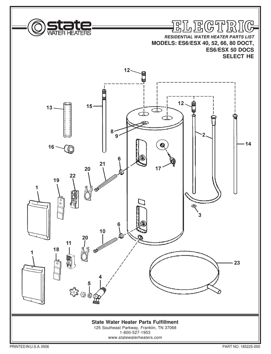 STATE WATER HEATERS 80 DOCT PARTS LIST Pdf Download | ManualsLib