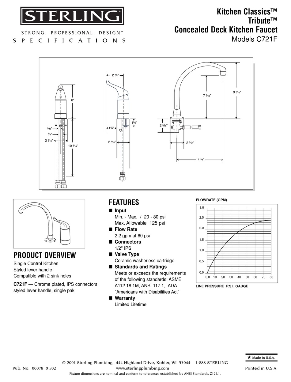 STERLING PLUMBING C721F SPECIFICATIONS Pdf Download ManualsLib
