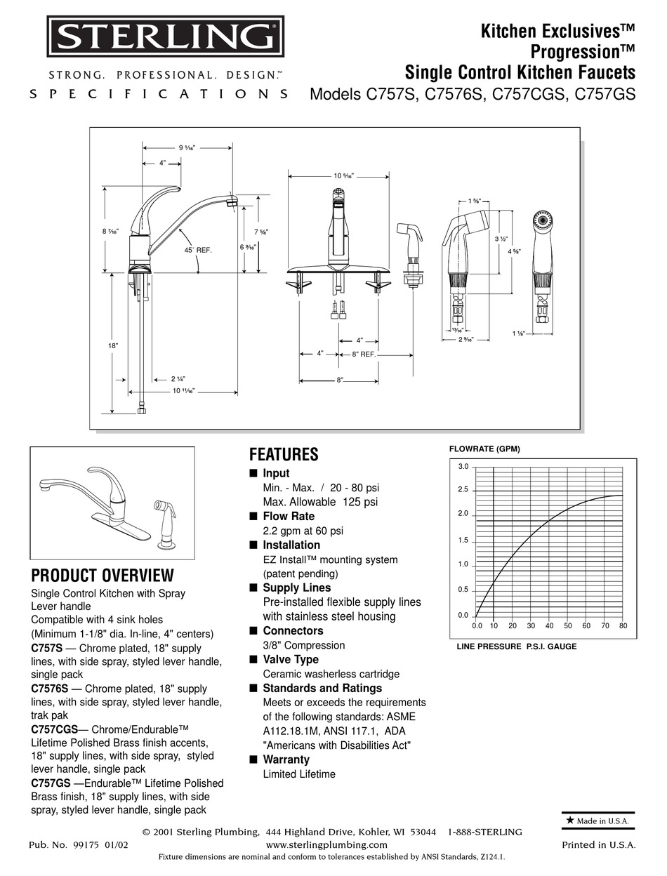 STERLING PLUMBING C7576S SPECIFICATION SHEET Pdf Download ManualsLib