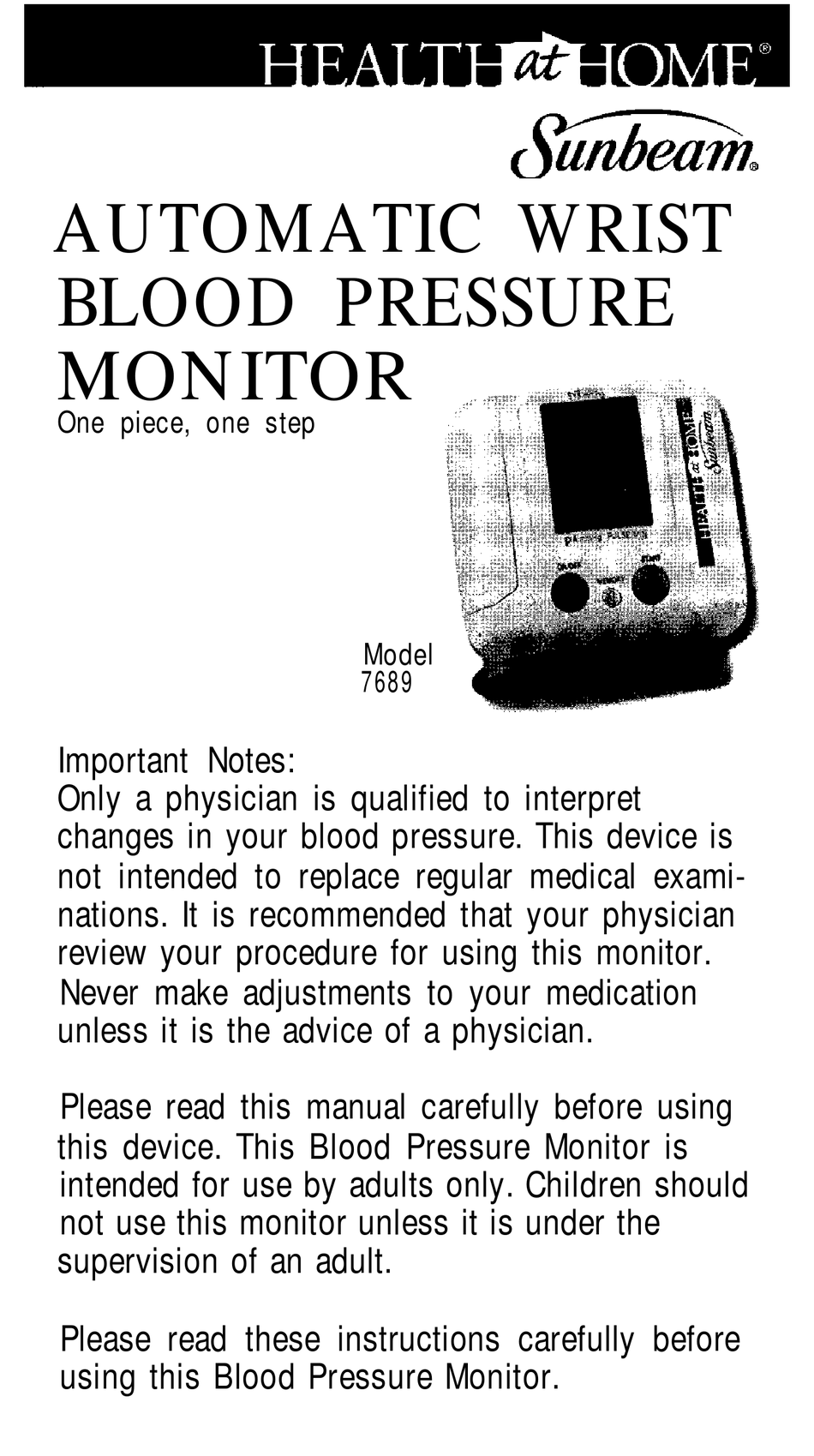  Sunbeam TMB-1583-S Upper Arm Blood Pressure Monitor