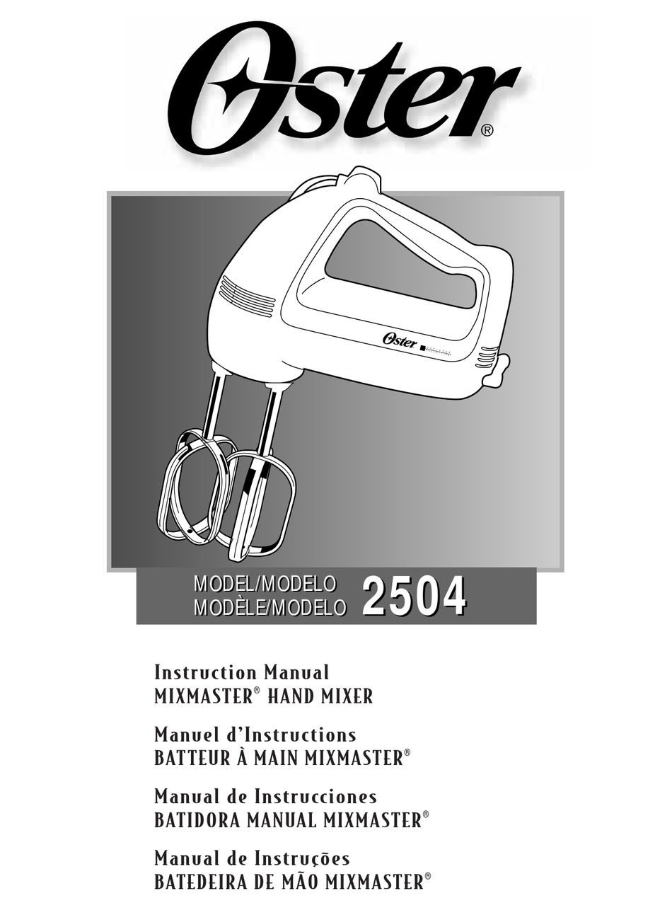 Oster FPSTHMTJ-S Hand Mixer Instruction Manual