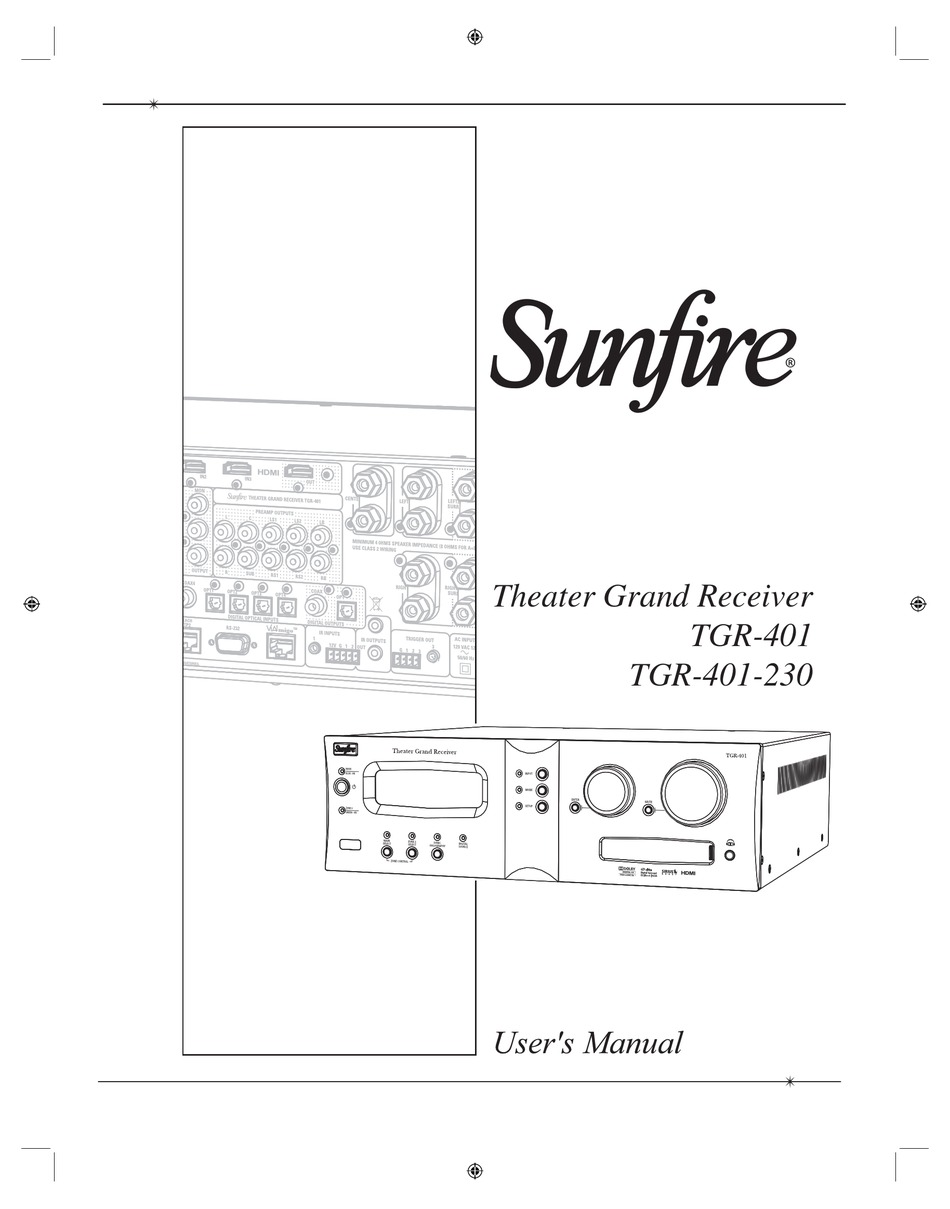 SUNFIRE TGR401230 USER MANUAL Pdf Download ManualsLib