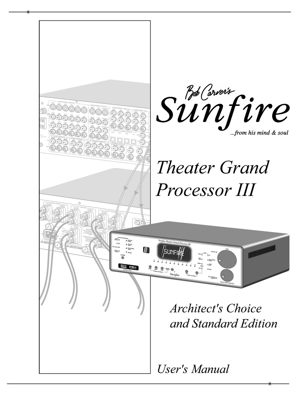 Sunfire Iii User Manual Pdf Download Manualslib