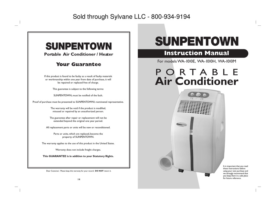 sunpentown portable air conditioner wa-1210e