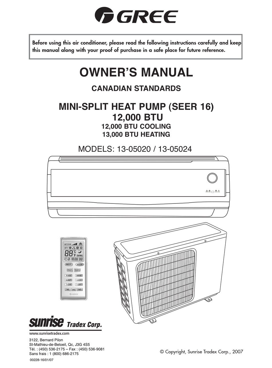 Gree 13 05020 Owner S Manual Pdf