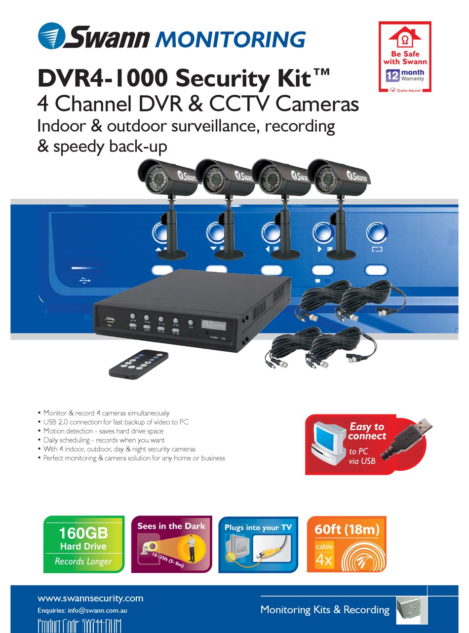 SWANN DVR4-1000 SPECIFICATIONS Pdf Download | ManualsLib
