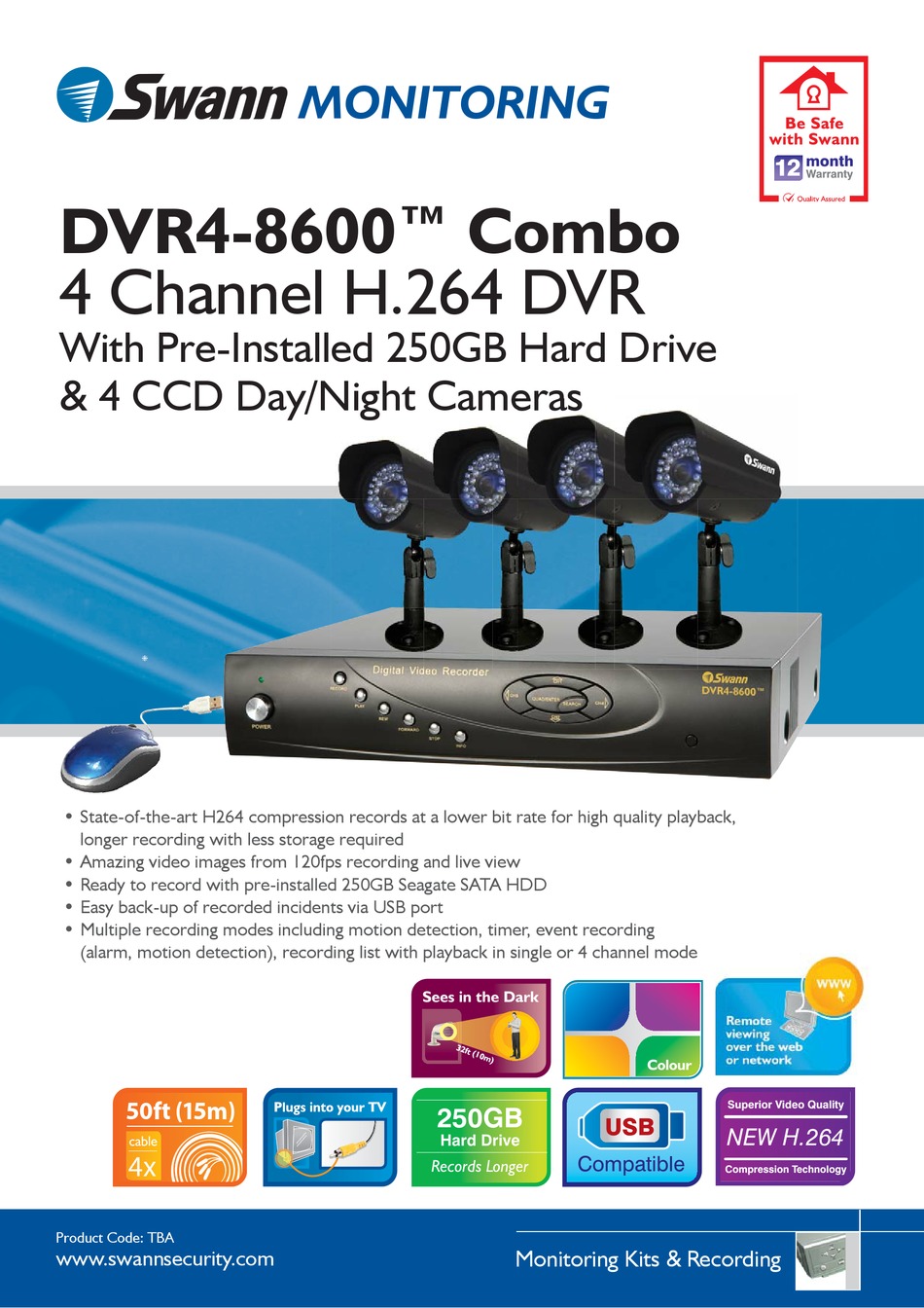 SWANN DVR48600 SPECIFICATION SHEET Pdf Download ManualsLib