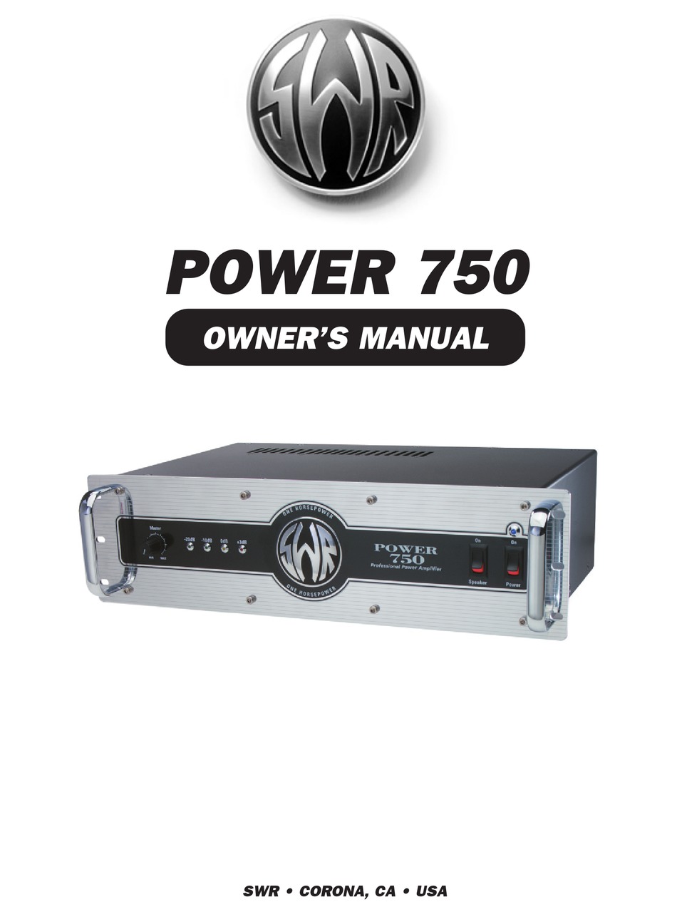SWR 750 OWNER'S MANUAL Pdf Download ManualsLib