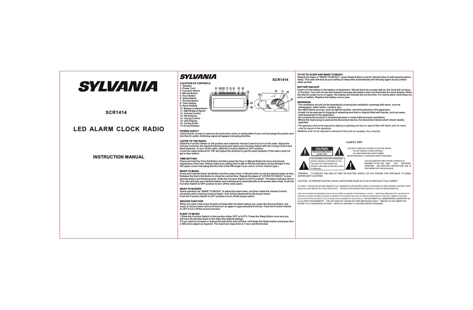 sylvania scr1986bt as instructions