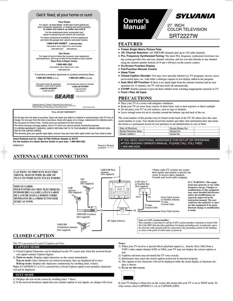 SYLVANIA SRT2227W OWNER S MANUAL Pdf Download ManualsLib   Sylvania Srt2227w 