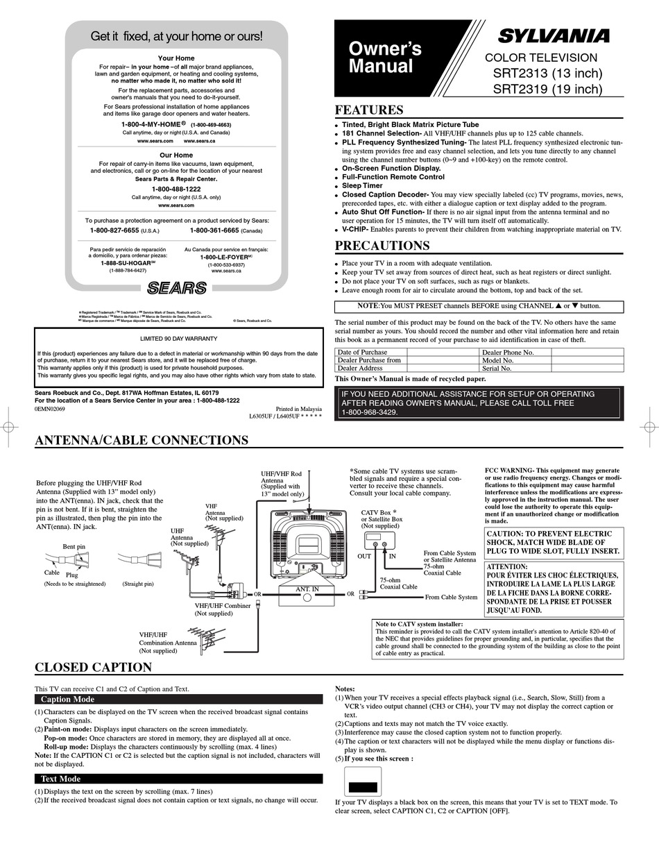 SYLVANIA SRT2313 SRT2319 OWNER S MANUAL Pdf Download ManualsLib   Sylvania Srt2313 Srt2319 