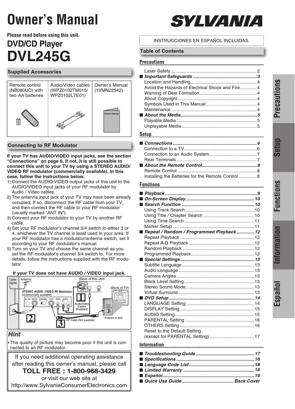 SYLVANIA DVL245G OWNER S MANUAL Pdf Download ManualsLib   Sylvania Dvl245g 