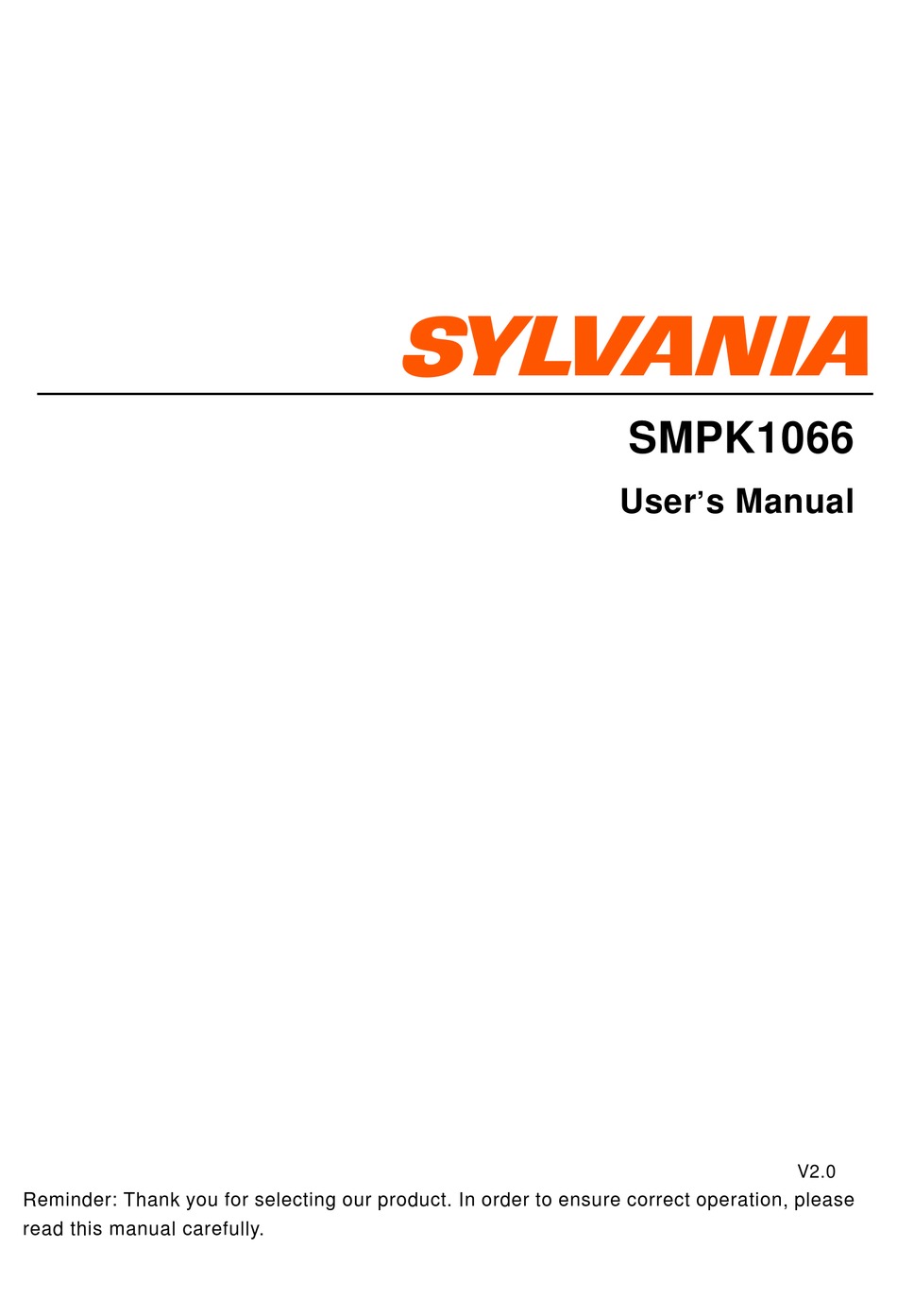 Sylvania Smpk1066 