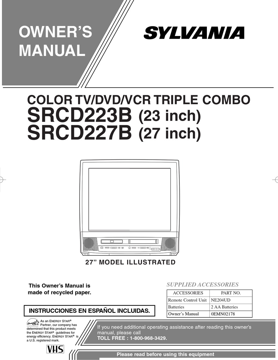 SYLVANIA SRCD223B, SRCD227B OWNER'S MANUAL Pdf Download | ManualsLib