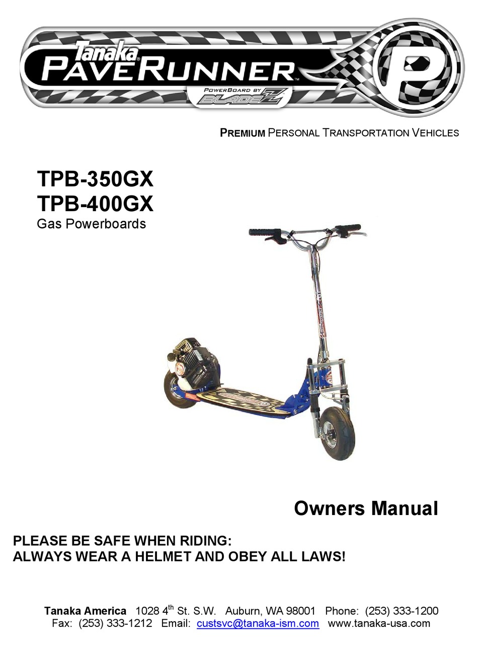 Tanaka Paverunner Tpb 350gx Owner S Manual Pdf Download Manualslib