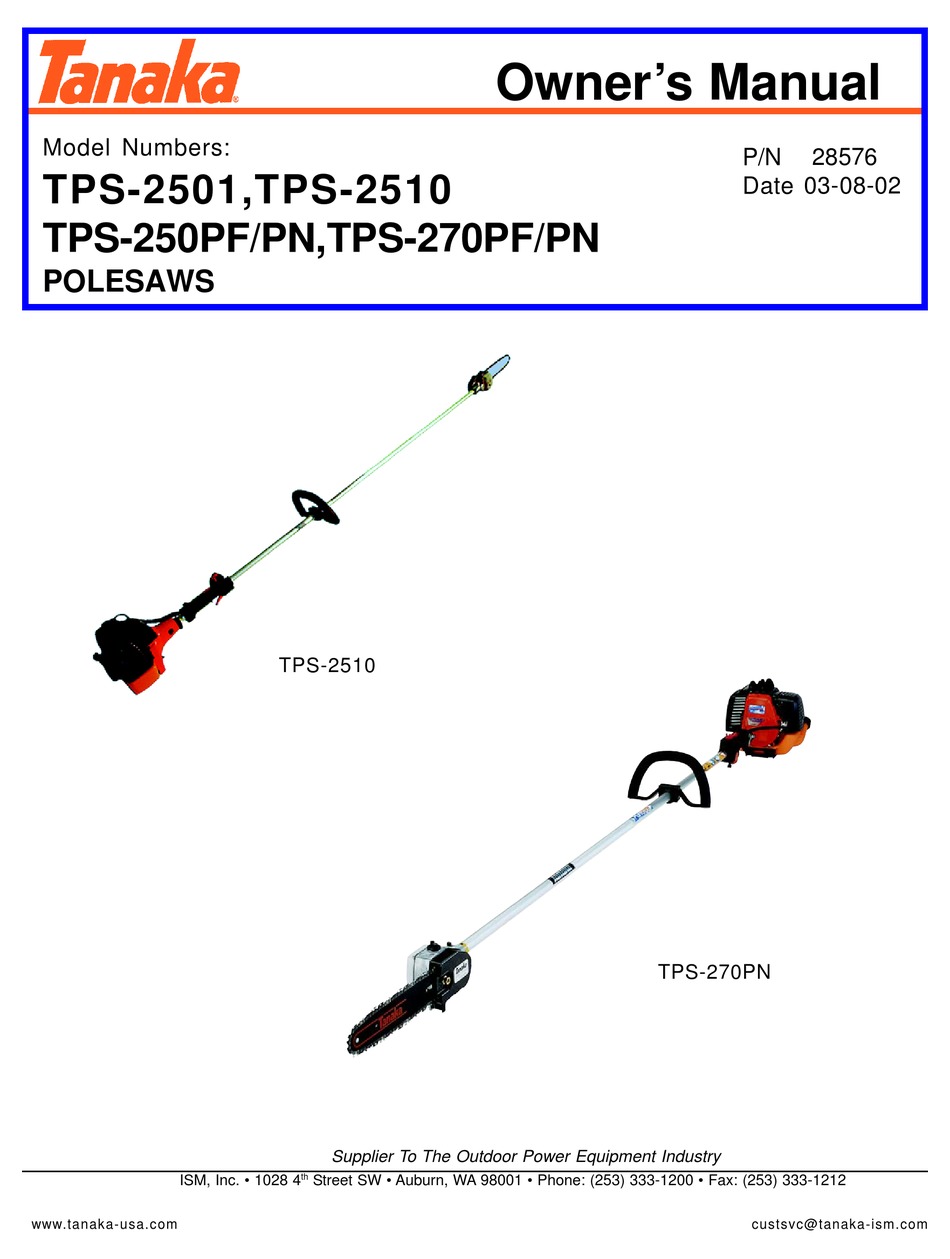 TANAKA TPS2501 OWNER'S MANUAL Pdf Download ManualsLib