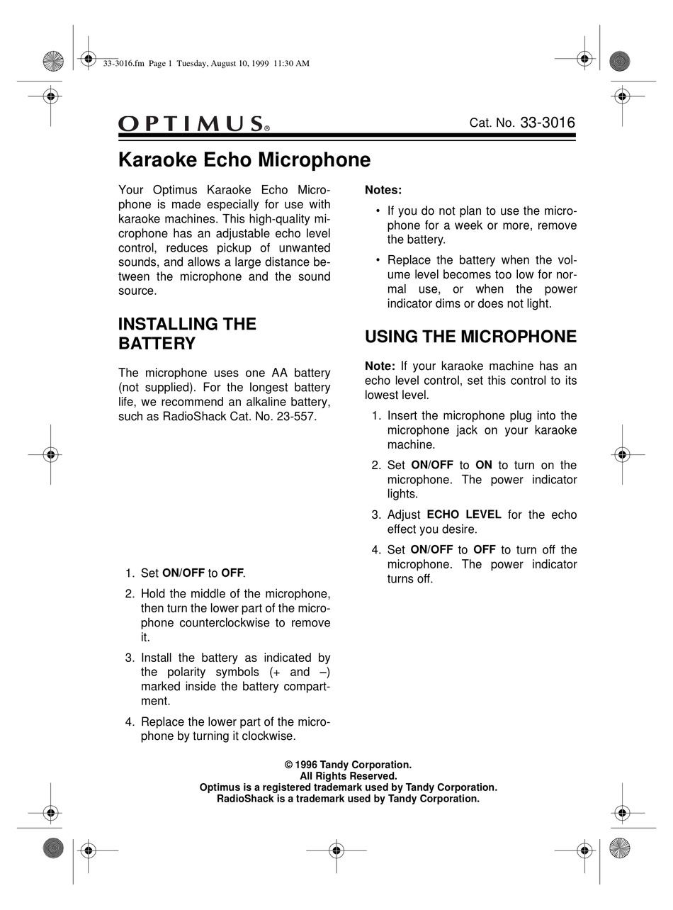 OPTIMUS 333016 USER MANUAL Pdf Download ManualsLib