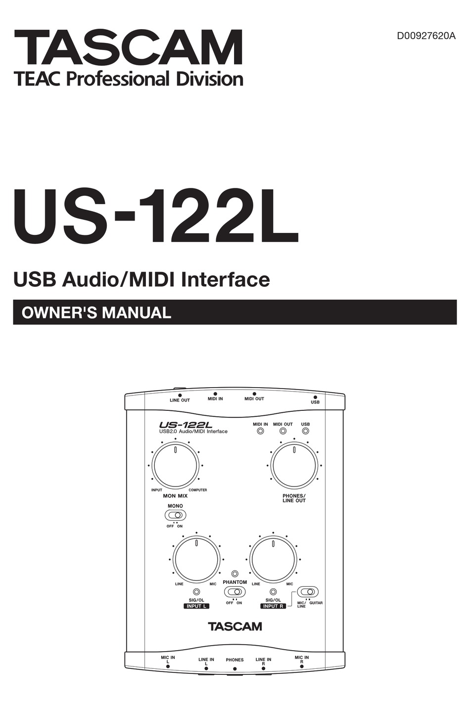 TASCAM US-122L OWNER'S MANUAL Pdf Download | ManualsLib