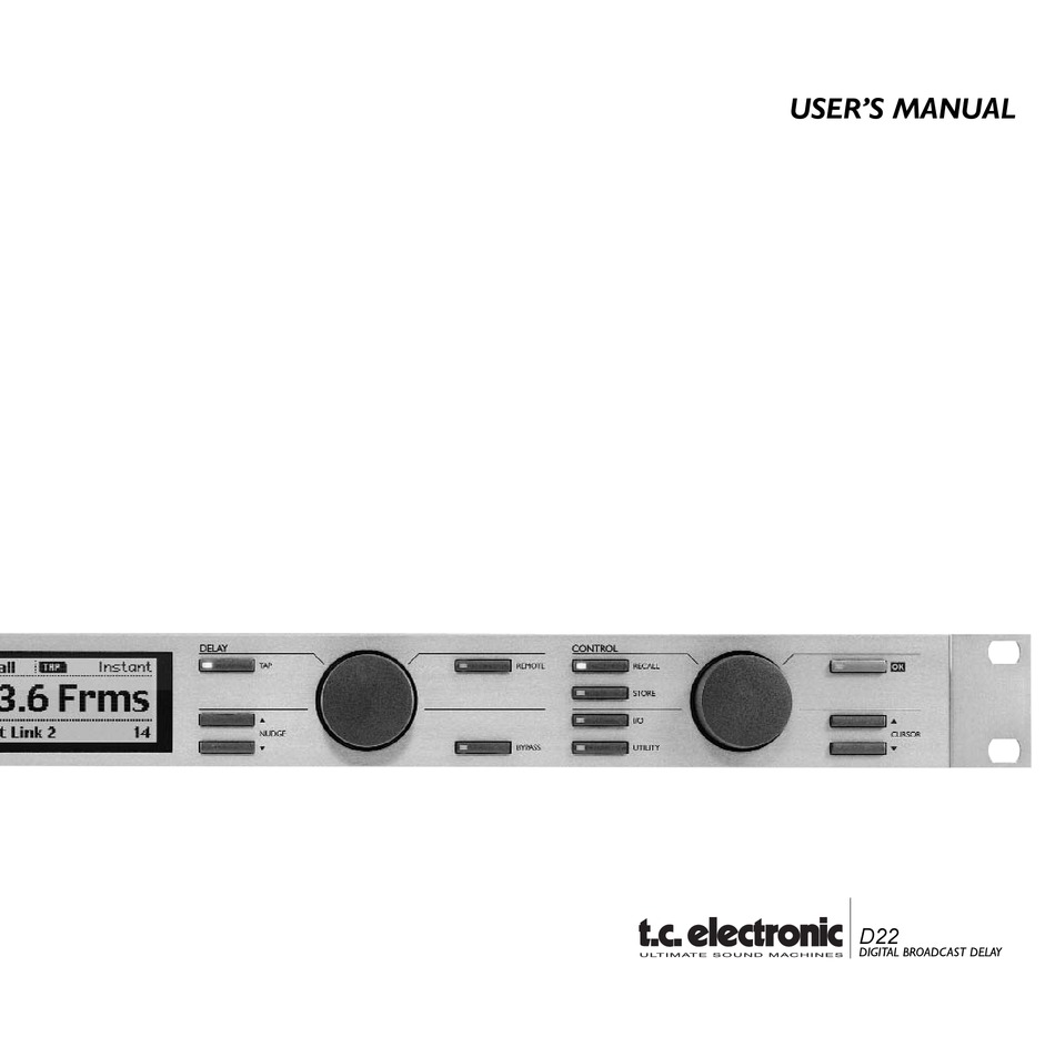 Tc Electronic D22 User Manual Pdf Download Manualslib