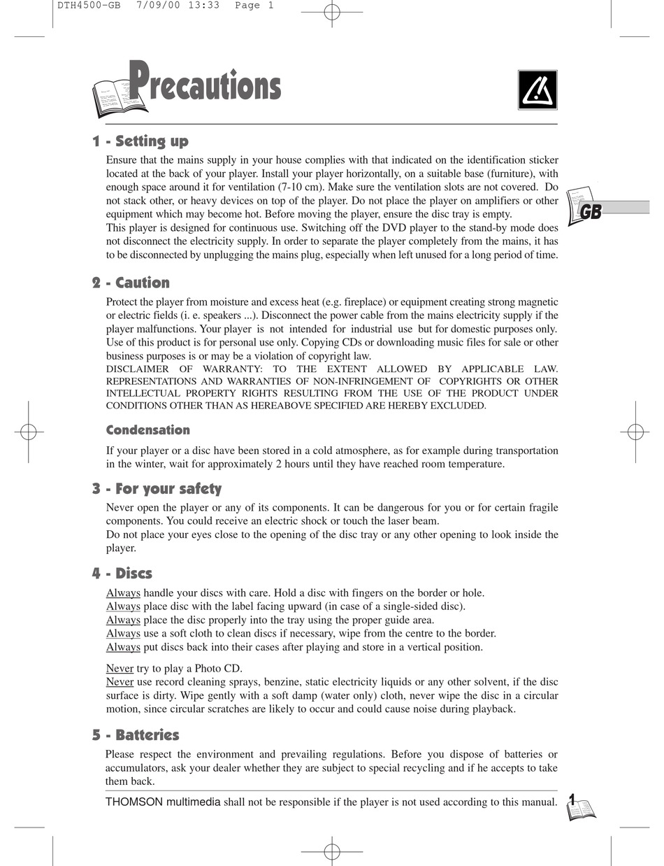 THOMSON SCENIUM DTH4500 USER MANUAL Pdf Download | ManualsLib