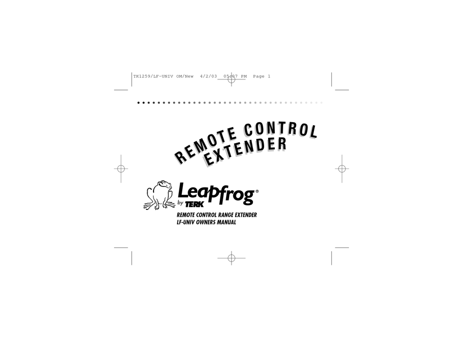 TERK TECHNOLOGIES LFUNIV OWNER'S MANUAL Pdf Download ManualsLib