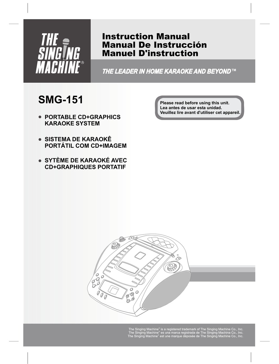 THE SINGING MACHINE SMG-151 INSTRUCTION MANUAL Pdf Download | ManualsLib