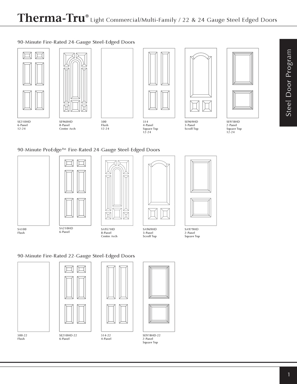 THERMA-TRU LIGHT COMMERCIAL/MULTI-FAMILY / 22 & 24 GAUGE STEEL EDGED ...