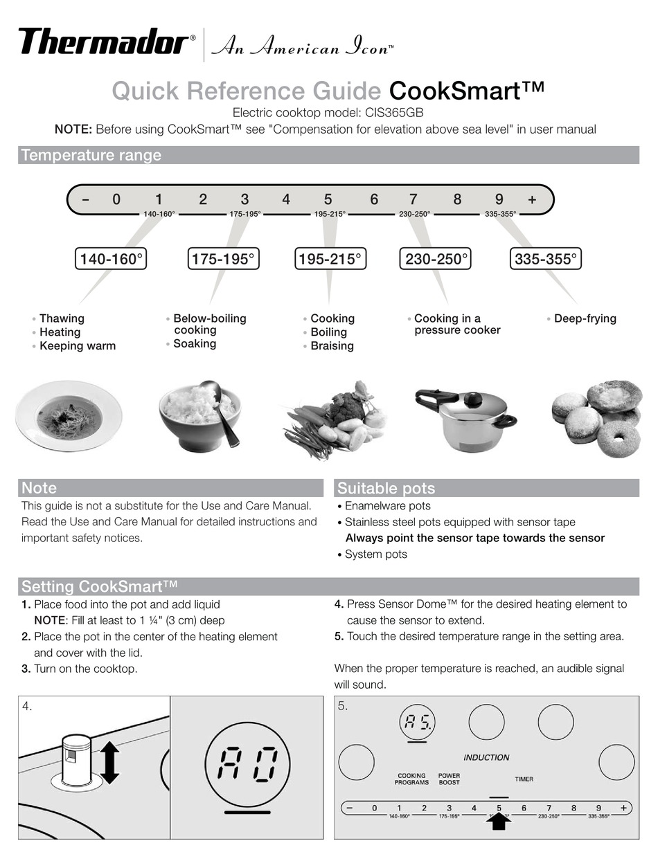 THERMADOR COOKSMART CIS365GB QUICK REFERENCE MANUAL Pdf Download
