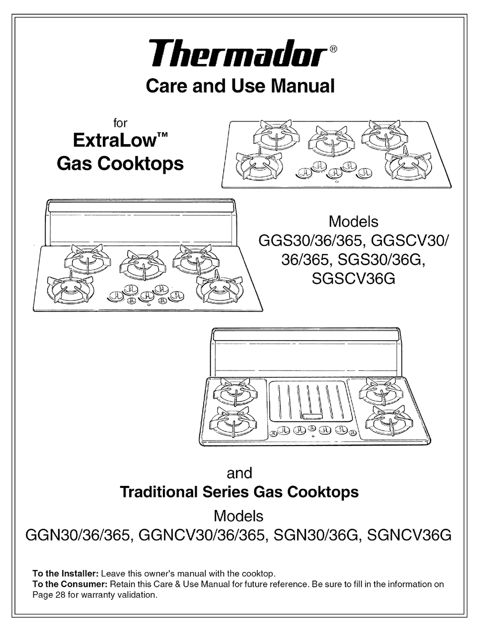 thermador gas cooktop manual