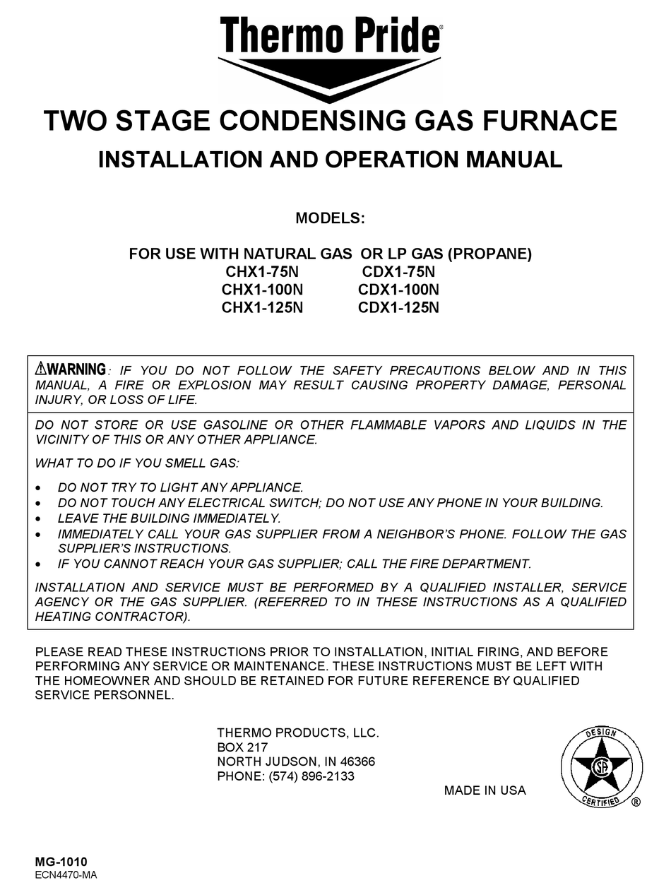 Appendix – A Replacement Parts List - Thermo Pride CDX1-100N Installation  And Operation Manual [Page 54] | ManualsLib