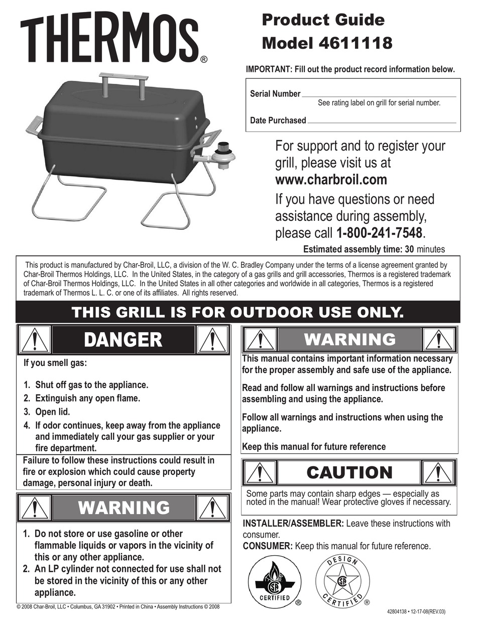 THERMOS 4611118 PRODUCT MANUAL Pdf Download ManualsLib