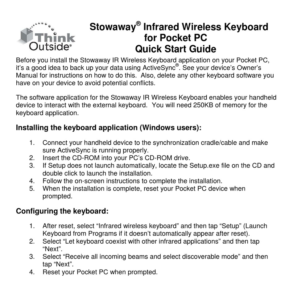 think outside keyboard pairing