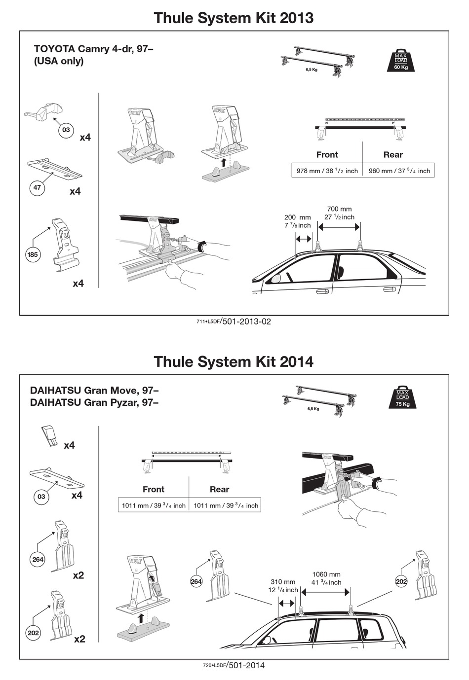 THULE 2013 PARTS LIST Pdf Download ManualsLib