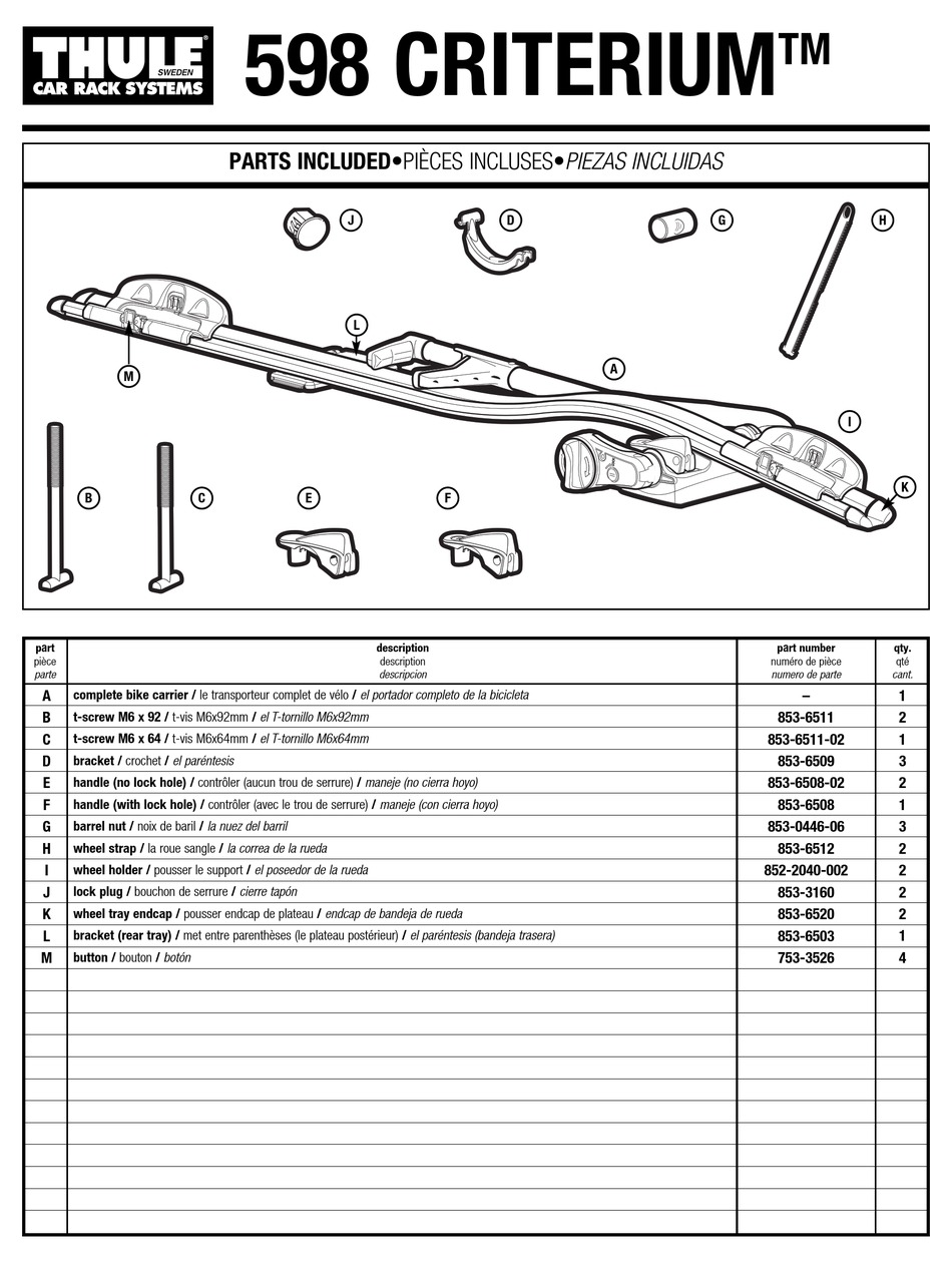 Thule on sale criterium parts