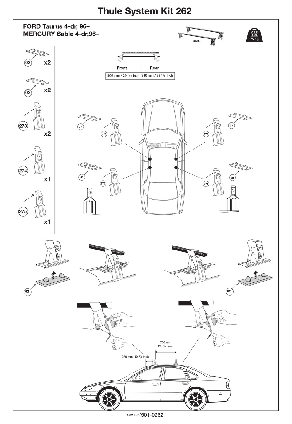 THULE KIT 262 INSTALLATION INSTRUCTIONS Pdf Download ManualsLib